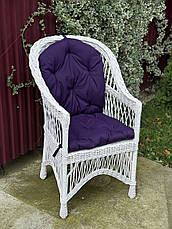 Плетене крісло в білому кольорі в наборі з мʼяким матрасом, фото 2