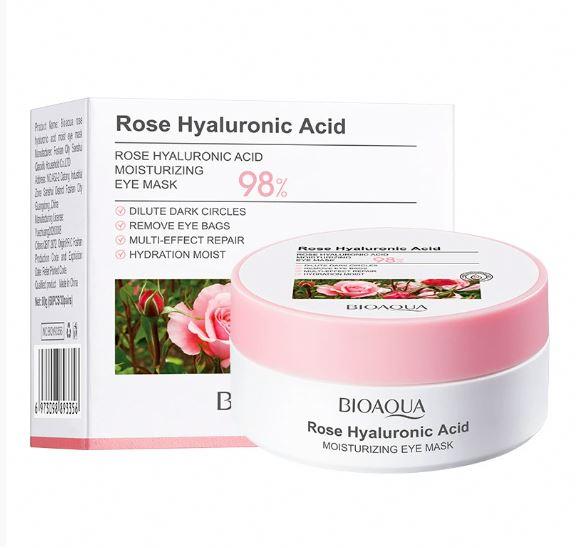 Гідрогелеві патчі для шкіри навколо очей з трояндою та гіалуроновою кислотою Bioaqua Rose Hyaluronic Acid, 60 шт