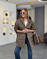 Жіноча стьобана куртка з капюшоном. Чорний/мокко/хакі. 48-50; 52-54; 56-58; 60-62.