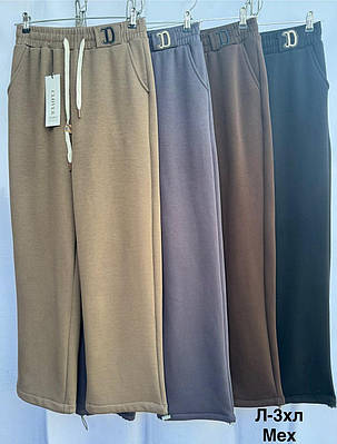Жіночі штани норма трикотаж на хутрі прямі