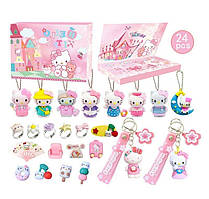 Адвент-календар дитячий з прикрасами, Адвент календар з фігурками Хелой Кітті, Адвент календар з іграшками