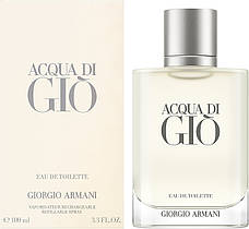 Туалетна вода чоловіча Giorgio Armani Acqua di Gio Pour Homme Refillable Духи 100мл, фото 3