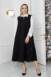 Сарафан батал з полегшеного кашеміру з кишенями міді довжина