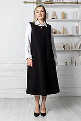 Жіночий теплий сарафан міді з кашеміру полегшеного великі розміри з кишенями