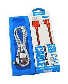 Кабель Usb Micro USB Sertec ST-056L 2.4A 1m (Г-подібний, метал. Коннектор, круглий) White