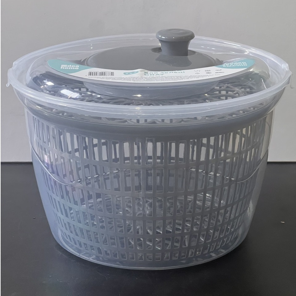 Сушарка для зелені Bager BG-365 G, 4.5 л, сіра, ручна центрифуга для віджиму води з листя салату