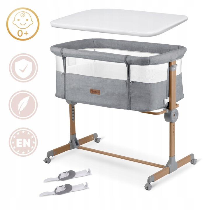 Ліжечко приставне Nukido NK-243 сіро-коричнева