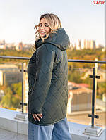 Гарна жіноча куртка демісезон на синтепоні в розмірах 54-64 Виробник Одеса 62-64, Зелений