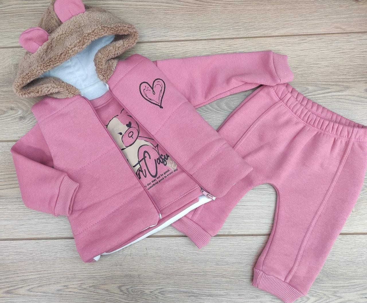 Дитячий костюм тринитка для дівчат розміри 6-9, 9-12, 12-18, 18-24 місяців, фото 1