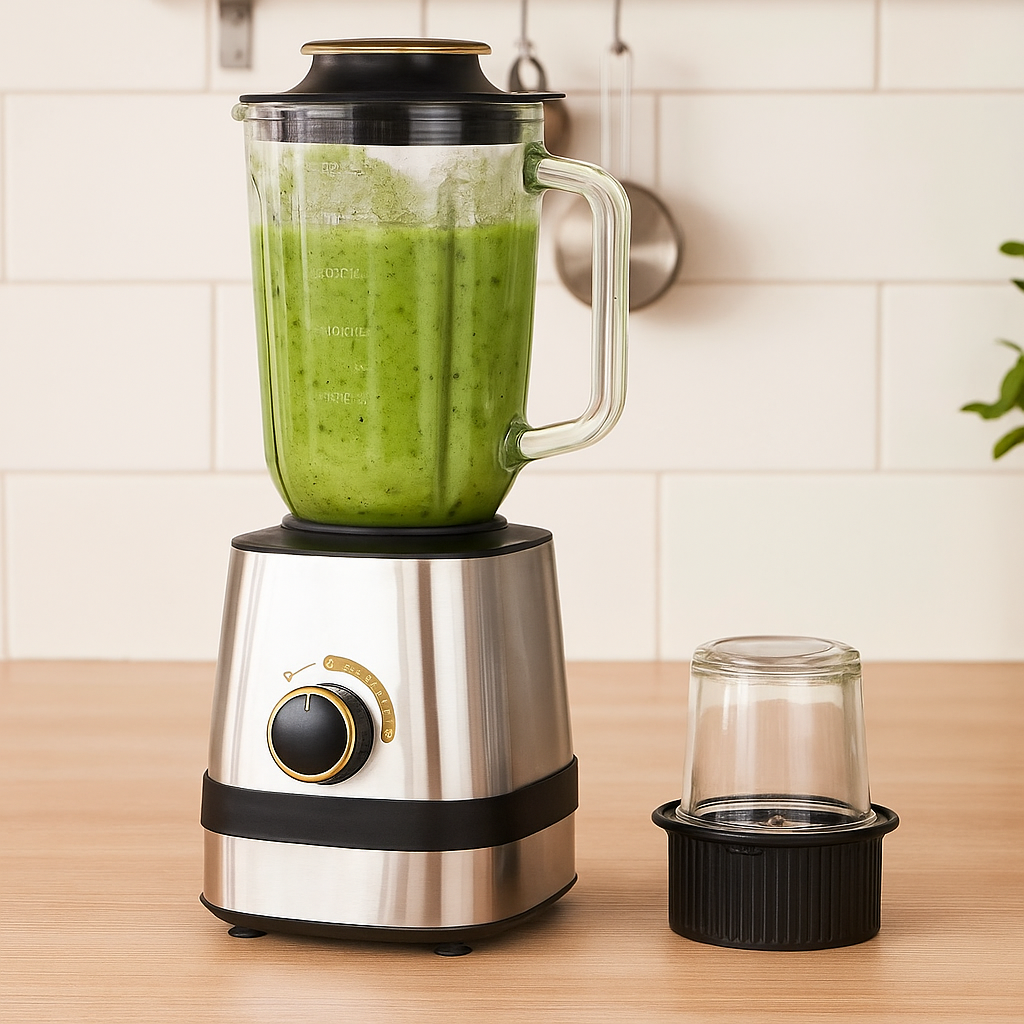 Стаціонарний блендер із кавомолкою 2в1 Hoffmans HM-2078 1200 Вт потужний кухонний блендер подрібнювач продуктів, фото 1