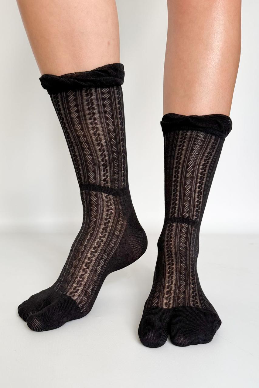 Шкарпетки табі жіночі з рюшами Ажур Apmi 37–41 чорний, фото 1