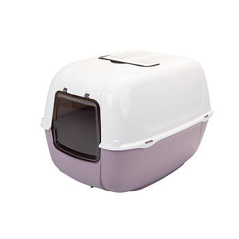 Закритий туалет для кішок з переднім люком, що відкривається, і вугільними фільтрами Ferplast PRIMA Бордовий