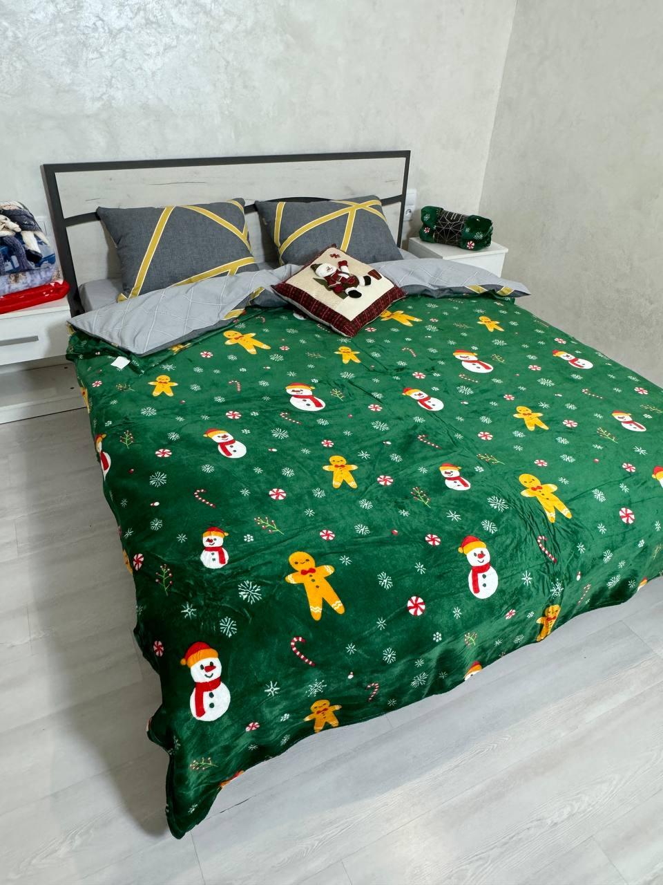 Плед новорічний на флісі Євро