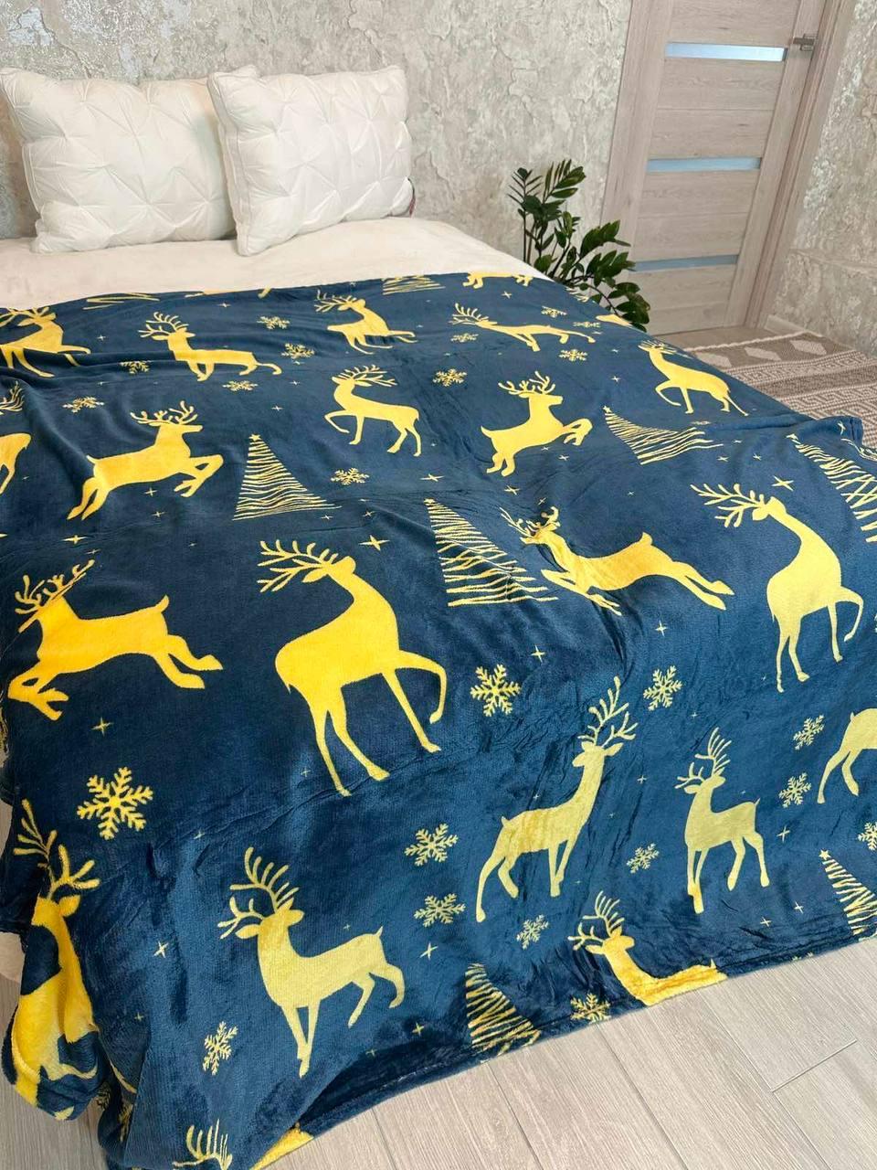 Плед новорічний на флісі Євро