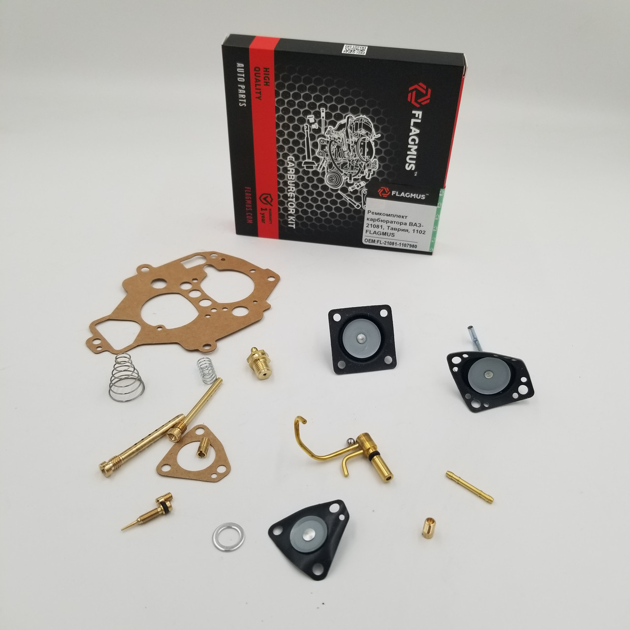 Ремкомплект карбюратора ВАЗ 21081 (1,1л) тип Солекс, Таврія FLAGMUS Чехія 21081-1107980