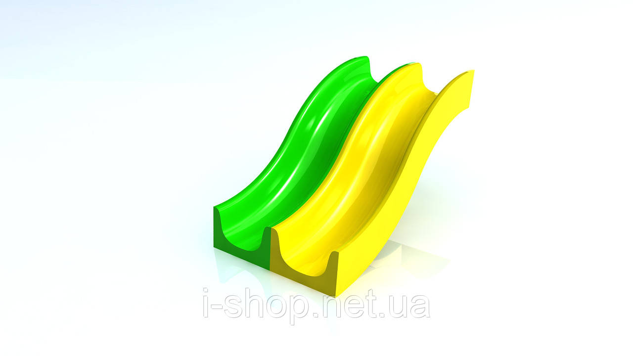 Гірка подвійна зі склопластику, двоскатна для дитячого майданчика 2,8 м, H-1,2 м.