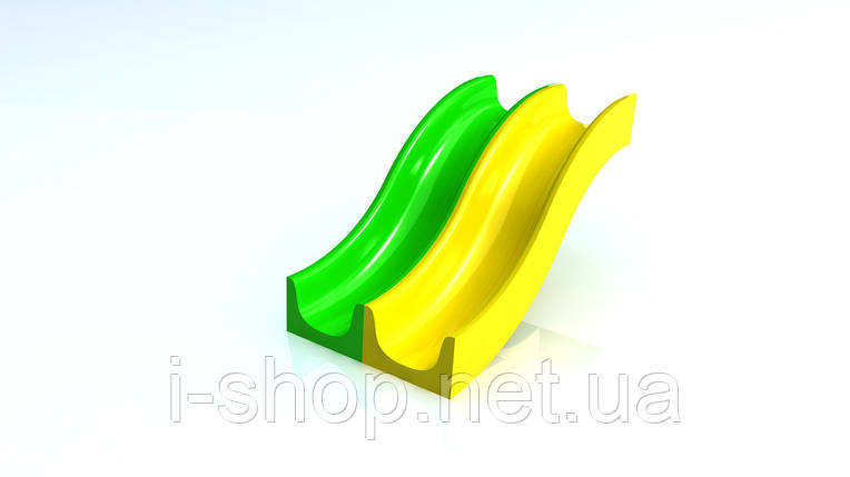 Гірка подвійна зі склопластику, двоскатна для дитячого майданчика 2,8 м, H-1,2 м., фото 1