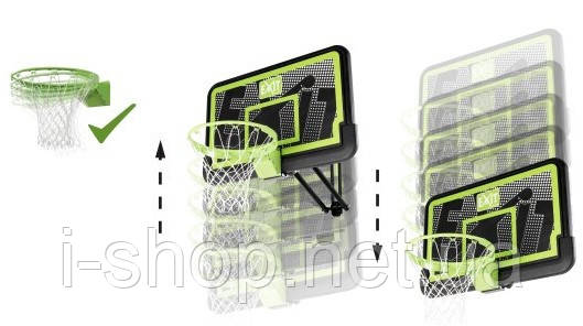 Баскетбольний щит Exit регульований чорний + кільце з амортизацією, фото 2