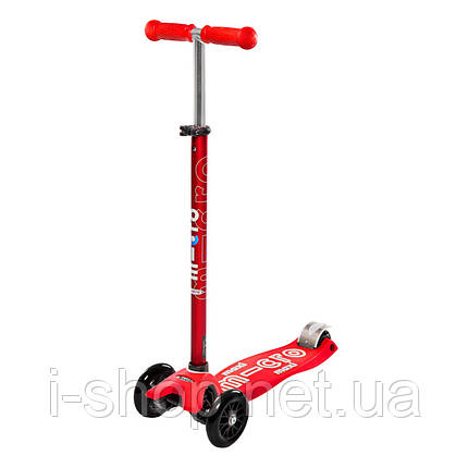 Самокат MICRO серії "Maxi Deluxe" - ЧЕРВОНИЙ (до 50 kg, триколісний), фото 1