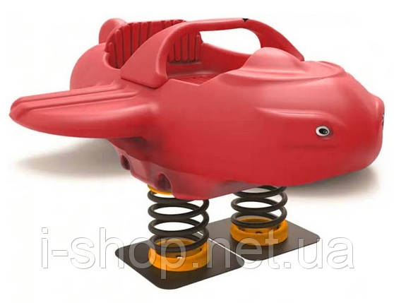 Гойдалка на пружині Літак, червона, з литого пластика, фото 1