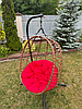 Підвісне садове крісло гойдалка (кокон/сріб) SAN VITO з м'якою червоною подушкою, Коричневий, фото 10