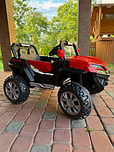 Дитячий електромобіль ДЖИП БАГГІ двомісний (4 двигуни, пульт, світло, музика), Червоний, фото 2