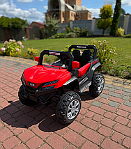 Дитячий електромобіль ДЖИП БАГГІ двомісний (4 двигуни, пульт, світло, музика), Червоний, фото 3