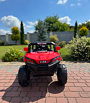 Дитячий електромобіль ДЖИП БАГГІ двомісний (4 двигуни, пульт, світло, музика), Червоний, фото 4