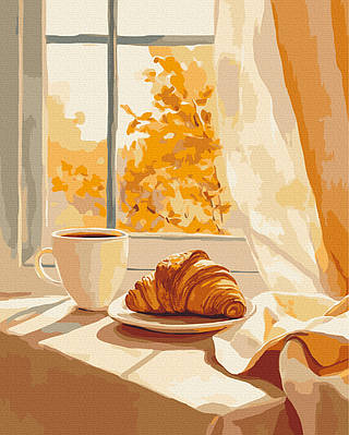 Картина за номерами 40×50 см Круасан та кава Brushme BS54447