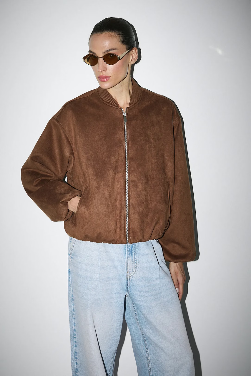 Куртка бомбер жіноча оверсайз коричнева Medicine - фото 1 - id-p2763518808