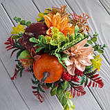 Осіння композиція з гарбузом та георгінами., фото 6
