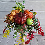 Осіння композиція з гарбузом та георгінами., фото 3