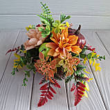 Осіння композиція з гарбузом та георгінами., фото 7