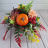 Осіння композиція з гарбузом та георгінами., фото 5