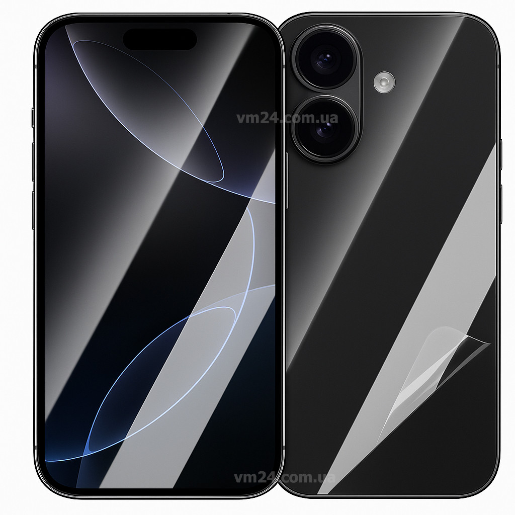 Гідрогелева броньована плівка iPhone 17 (17, 17 Air, 17 Pro, 17 Pro на екран і задню панель, комплект 2 шт, фото 1