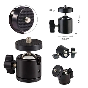 Шарнір поворотний / штативна головка / шаровий адаптер для штатива з різьбленням 1/4 і 3/8