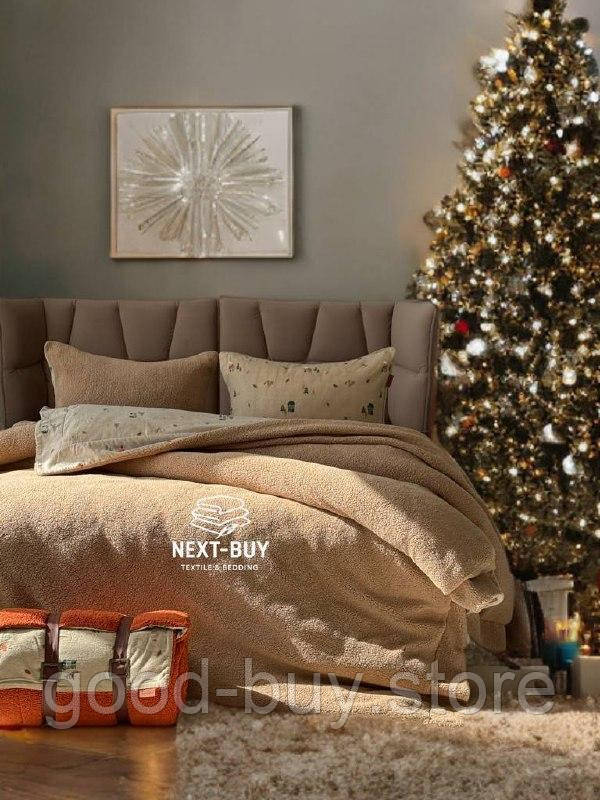 Зимовий комплект постільної білизни двосторонній Wooden Kahve євро Туреччина, фото 1