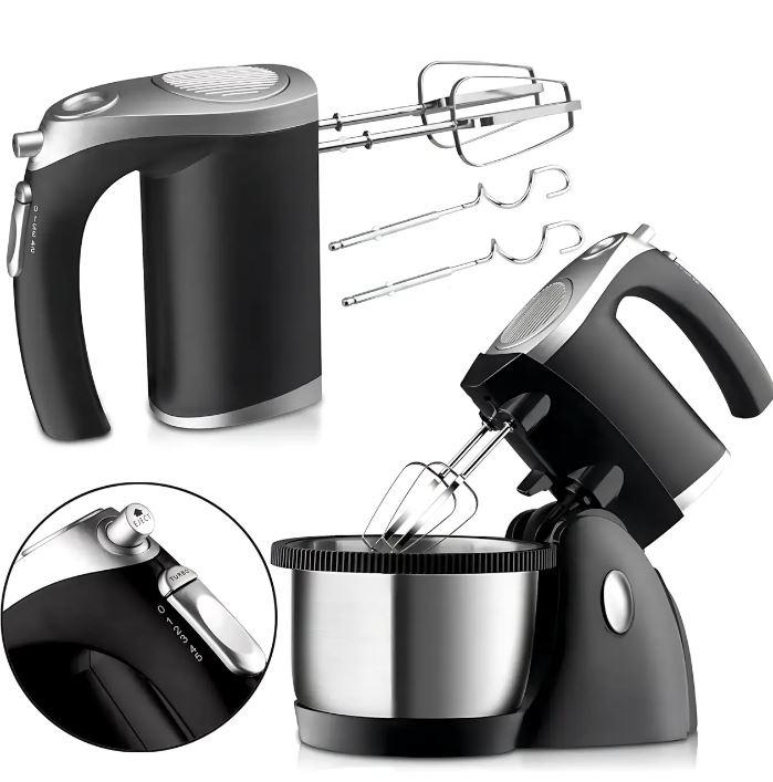 Міксер Hoffmans HM-6630, 1000 Вт, стаціонарний, чаша 3 л, 5 швидкостей, 4 насадки, імпульсний режим