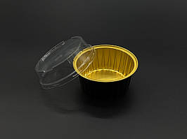 Круглі форми для випічки з алюмінієвої фольги з кришкою. 7,5х3,5см Набір 10шт