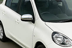 Накладки на дзеркала (2 шт., нерж) Carmos - Турецька сталь для Nissan Note 2012-2020 рр