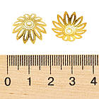 Шапочки для Намистин Залізні, Квітка, Філігранні, Золото, 16х4.5мм, Отвір 1мм, 100 шт, фото 3