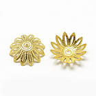 Шапочки для Намистин Залізні, Квітка, Філігранні, Золото, 16х4.5мм, Отвір 1мм, 100 шт, фото 4