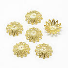 Шапочки для Намистин Залізні, Квітка, Філігранні, Золото, 16х4.5мм, Отвір 1мм, 100 шт, фото 5
