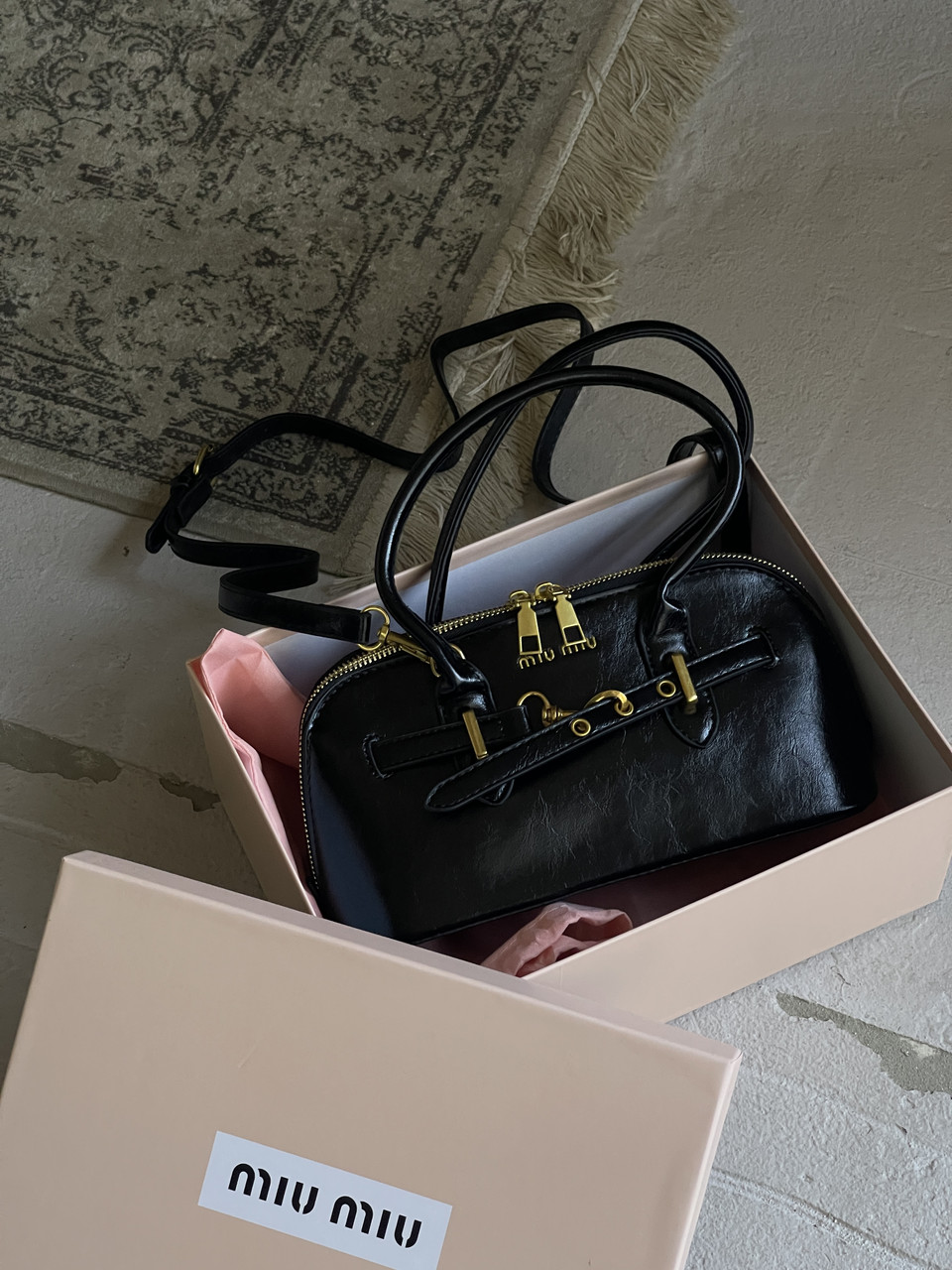 Сумка жіноча Miu Miu Aventure Nappa mini чорний крос боді Міу, фото 1