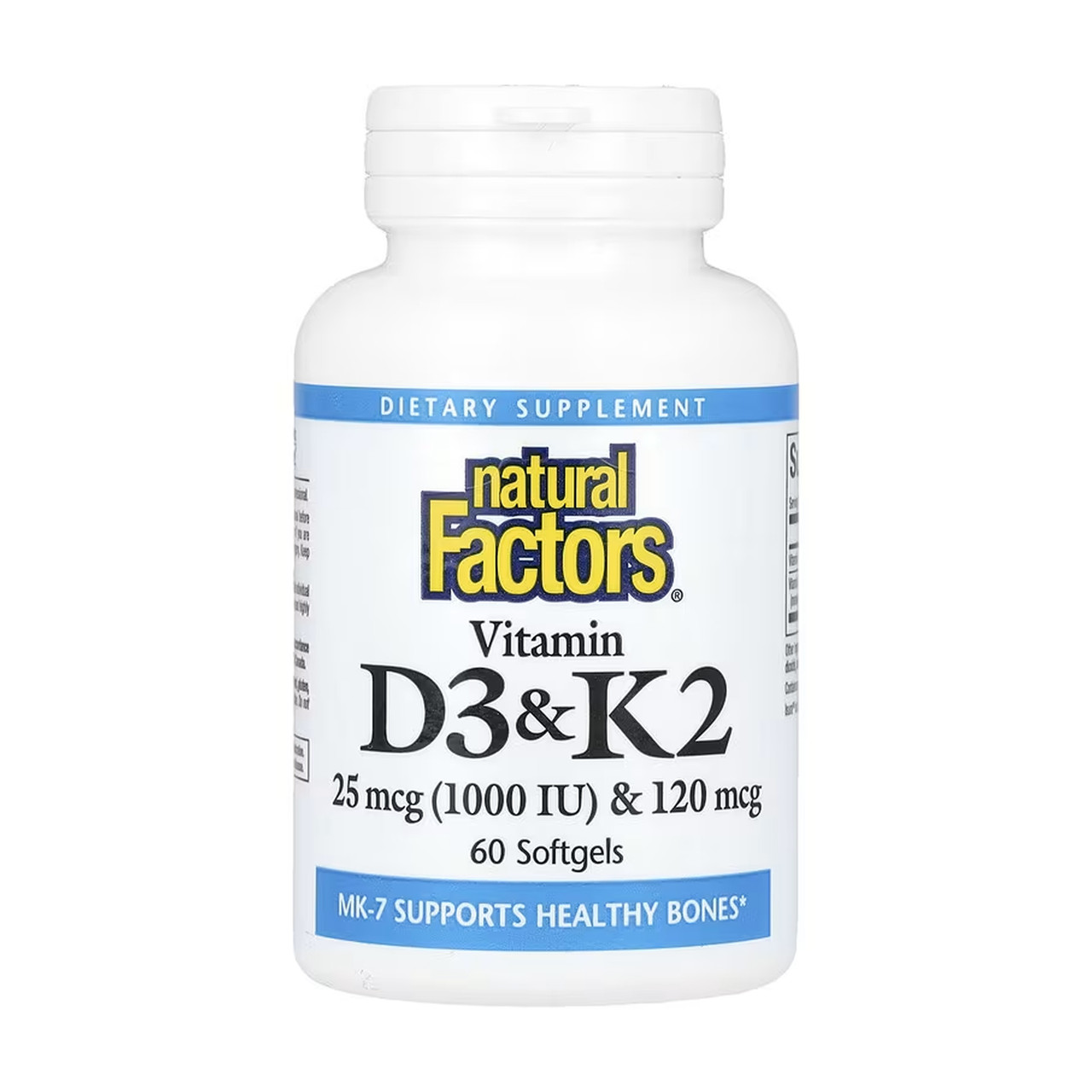 Vitamin D3 & K2 25 mcg (1000 IU) & 120 mcg - 60 softgels, фото 1