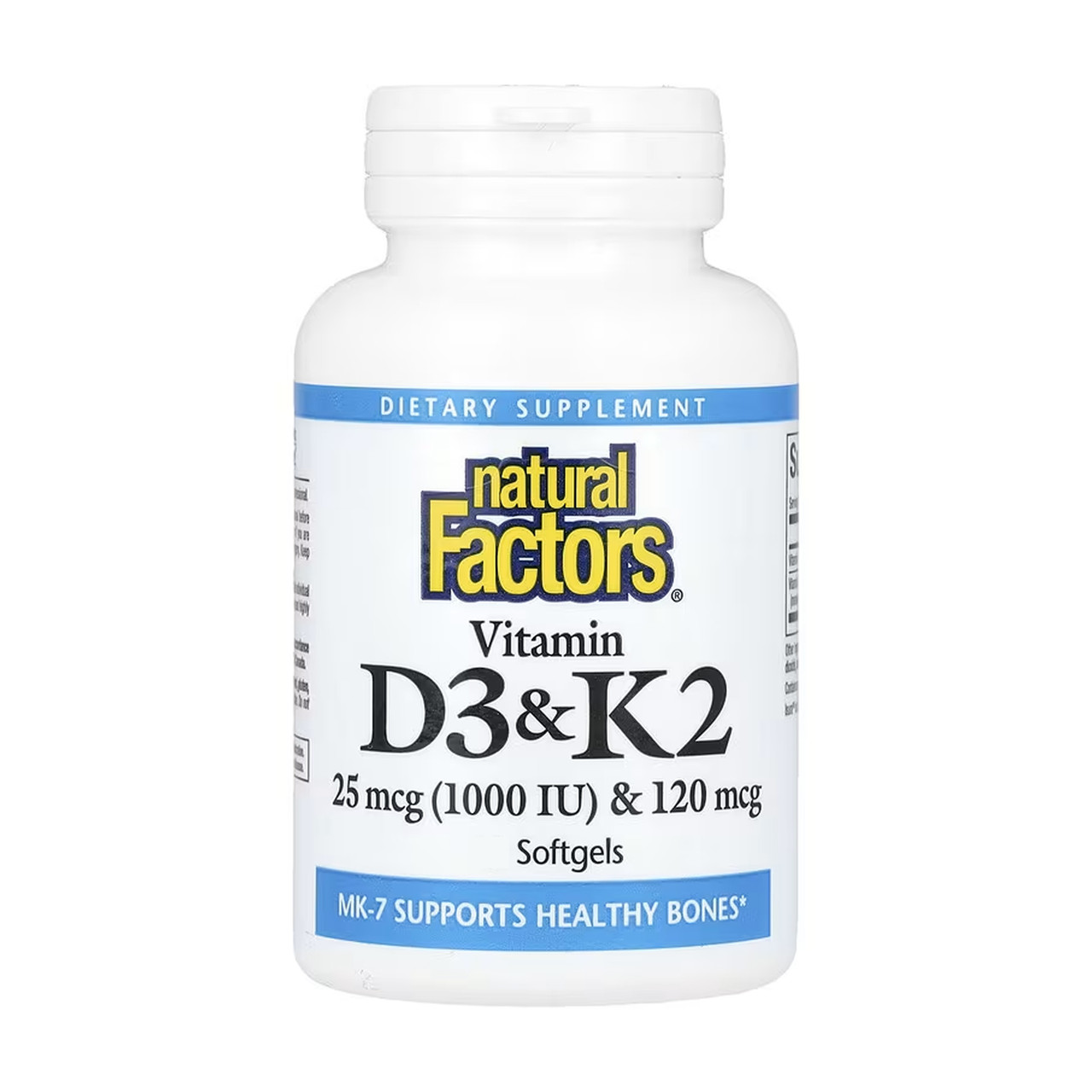 Vitamin D3 & K2 25 mcg (1000 IU) & 120 mcg - 120 softgels, фото 1