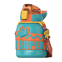 Дитячий термос 560 мл з нержавіючої сталі з ремінцем бірюзовий HPGM8852LBL