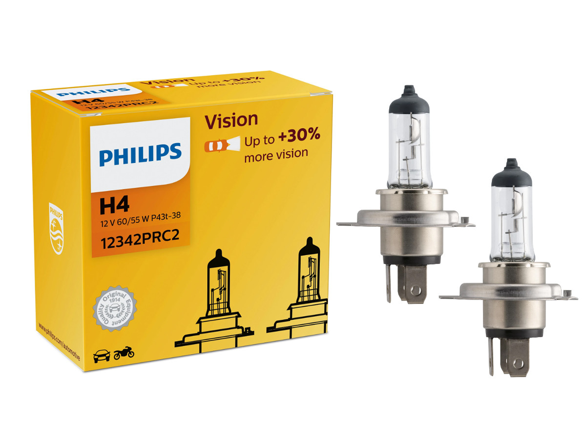 Комплект галогенових ламп PHILIPS 12342PRC2 H4 60/55W 12V P43t Premium 2pcs., фото 1