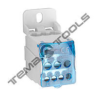 Блок распределительный 80А синий на DIN-рейку модульный винтовой клеммный блок