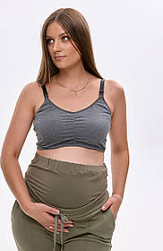 Графітовий топ для вагітних та годуючих на бретелях з кліпсами , L
